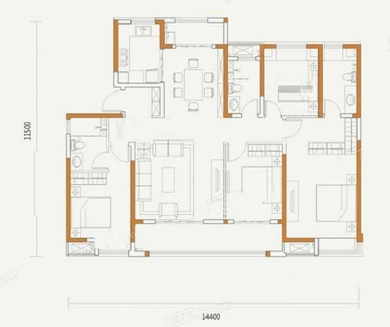 164平收纳区贼强，现代简约风五居室巧妙大格局让你住得舒适