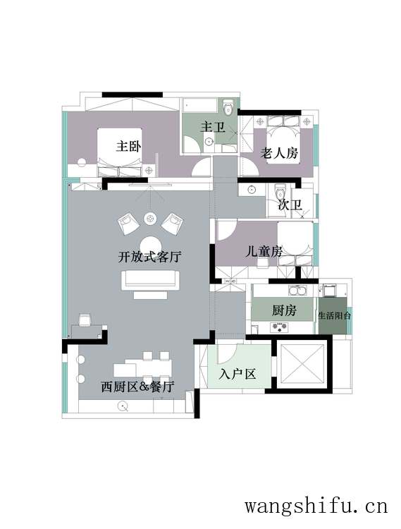 135㎡大平层，35W预算，筑造温馨舒适的三口之家 旧房翻新 第2张 135㎡大平层，35W预算，筑造温馨舒适的三口之家 旧房翻新 粉刷匠第2张