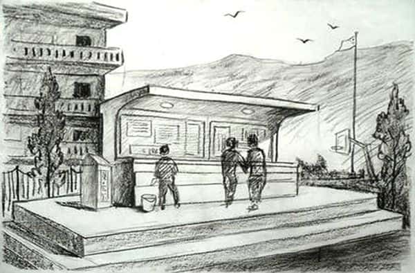 素描风景画
